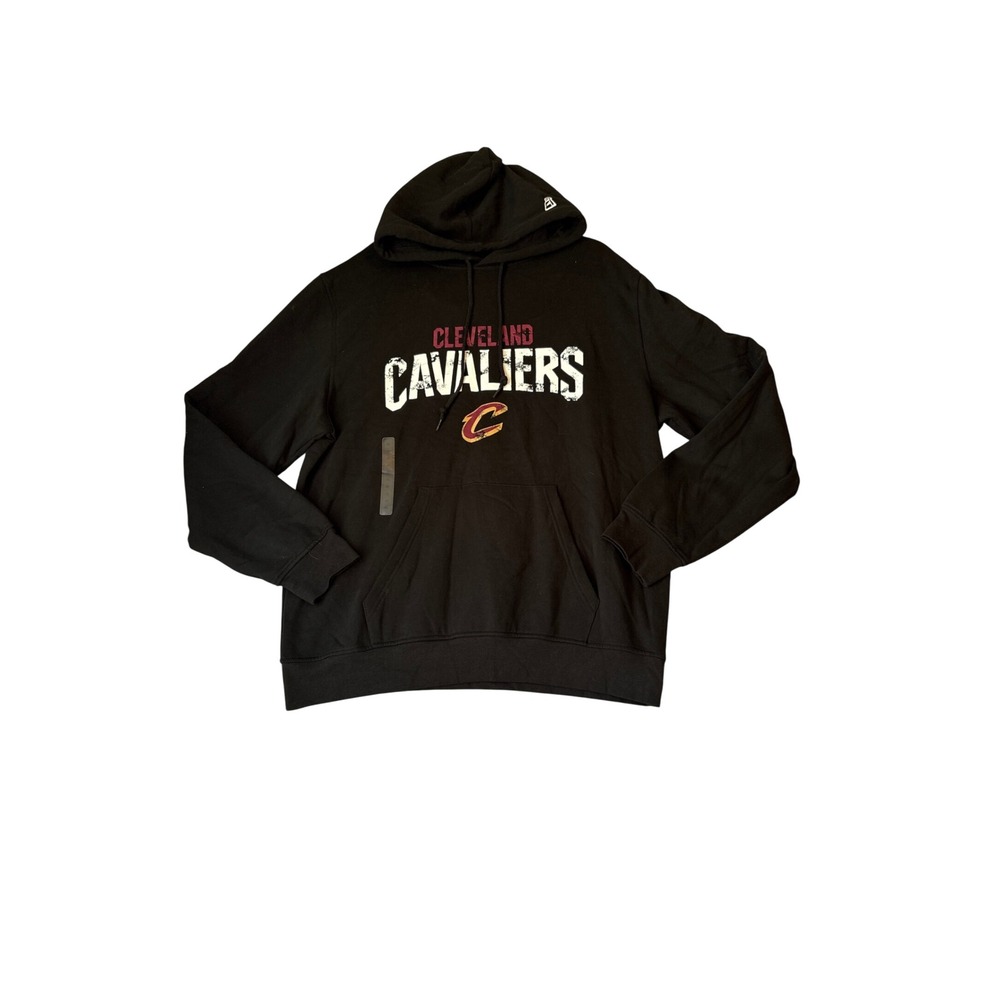 New Era Cleveland Cavaliers Hoodie Mens Black Distressed Graphic SIZE XL